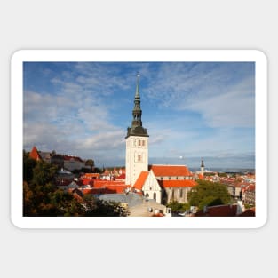 View from the Kiek in de Kök tower to the Nikolai Church, Lower Town, Old Town, Tallinn, Estonia, Europe Sticker